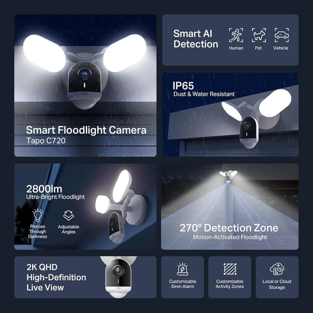 Detalle 2 de TP-Link Tapo C720 2K Floodlight Camera 2800 lm