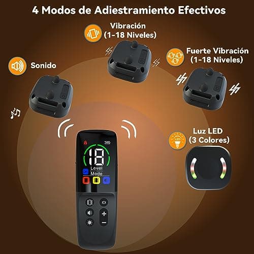 Detalle 2 de Meloive collar de adiestramiento recargable para perros con alcance manual de hasta 3000 m y 4 modos