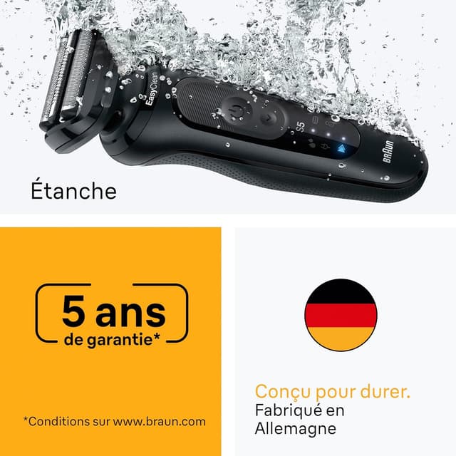 Detalle 2 de Braun Rasoir électrique Series 5 52-N7650CC Noir : étanche, lames flexibles et coffret avec station SmartCare