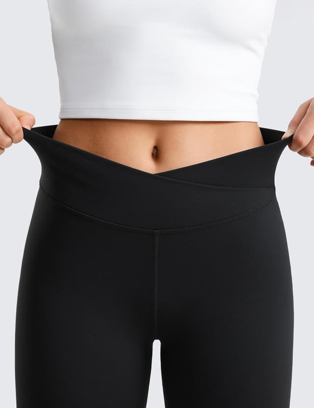 Detalle de CRZ YOGA Ragazze Butterluxe leggings vita alta incrociata con croce, per yoga, danza e sport