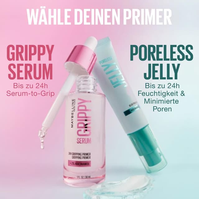 Thumbnail 6 de Maybelline New York Grippy Serum Primer mit Niacinamid – serum-to-grip Make-up Primer für bis zu 24 Stunden Halt (30 ml)