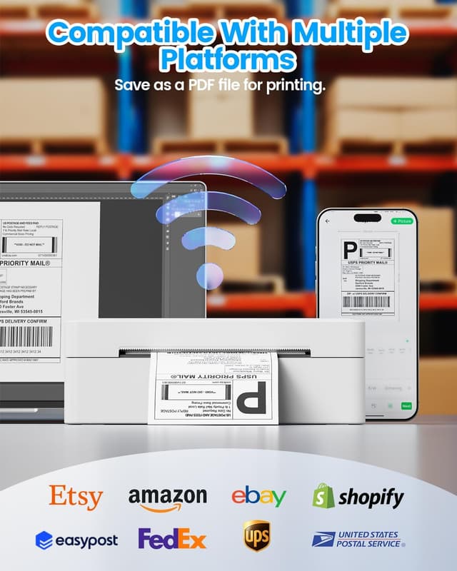 Thumbnail 6 de ByteCintia Bluetooth Thermal Label Printer – Wireless 4x6 shipping labels for small business (White)