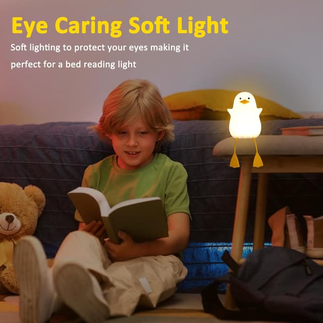Detalle de Lightzz Nachtlicht für Kinder – süße Enten-Nachttischlampe aus Silikon, touch & dimmbar, wiederaufladbar