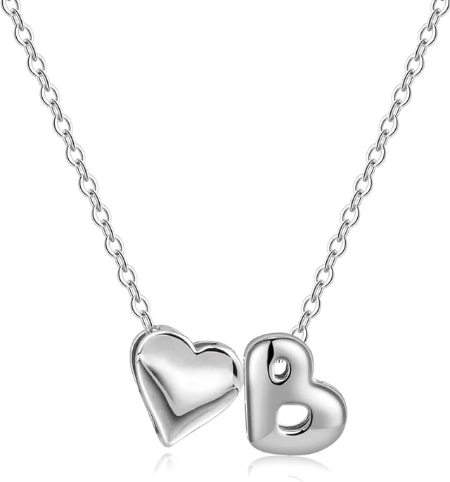 Thumbnail 6 de LIHELEI Silber-Herz-Initialen-Halskette (925) von A bis Z – zierliche Herz-Anhänger für Damen