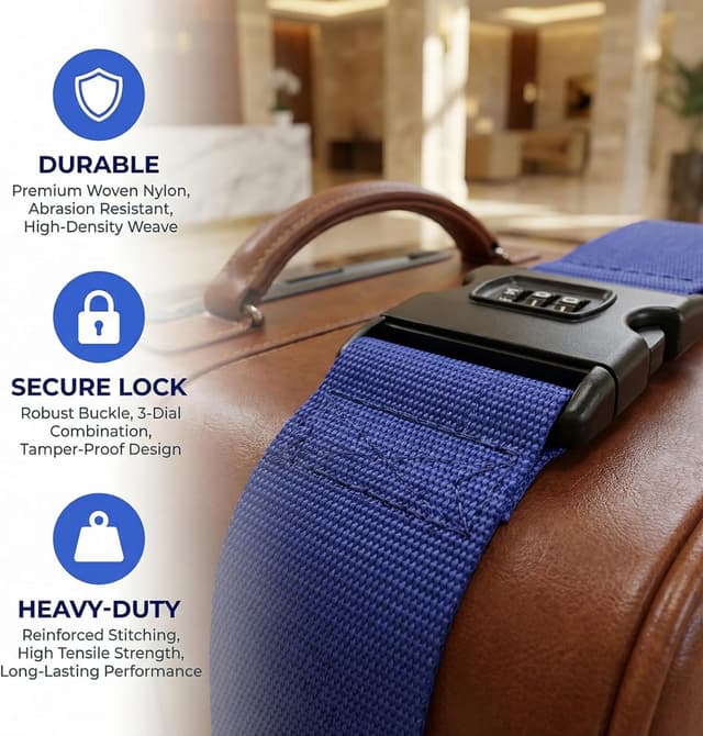 Thumbnail 4 de Koffergurt 2 Stück Verstellbar Zahlenschloss Blau