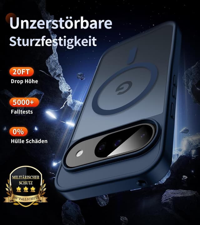 Detalle de Opkiegrn MagSafe-compatible case for Google Pixel 10/10 Pro/9/9 Pro with 2 HD screen protectors (dark blue)