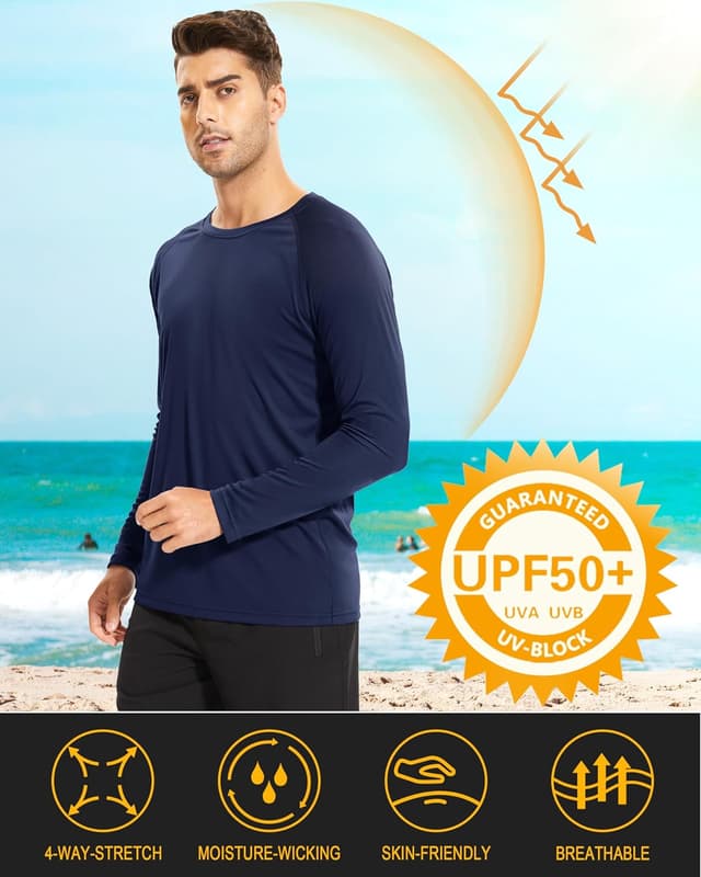 Detalle 2 de MAGCOMSEN Men’s Long Sleeve UPF 50+ UV Sun Protection Athletic Shirt