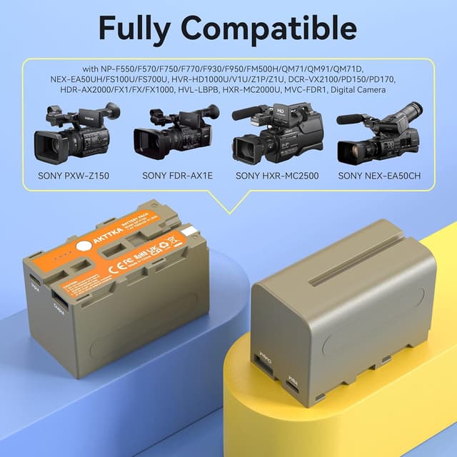 Thumbnail 1 de AKTTKA 2 Batterie 7000mAh NP-F750 (per Sony serie NP-F): ricarica rapida USB-C + uscita USB-A