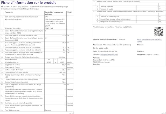 Thumbnail 6 de MSI MAG 274F Monitor gaming 27" FHD 200 Hz 📺