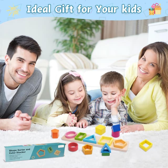 Detalle 2 de wotoyd Jouet Montessori en bois à empiler et à trier (1 à 3 ans)