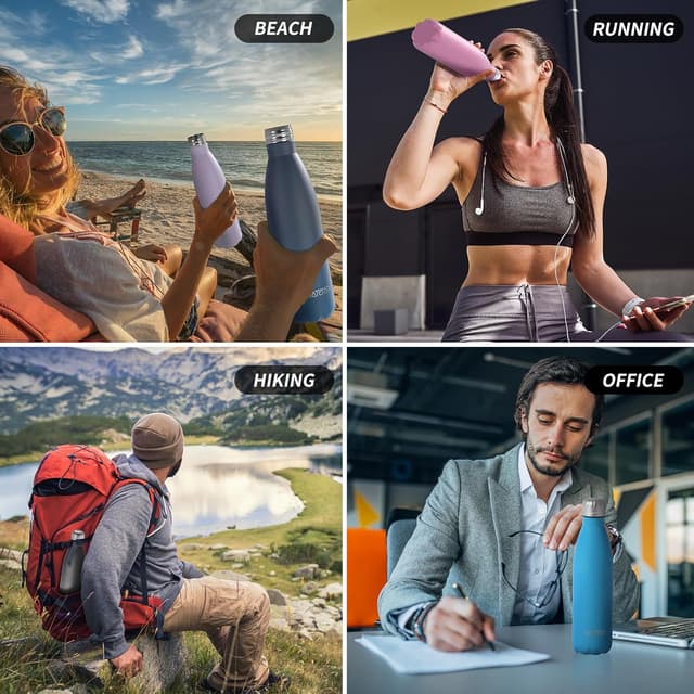 Detalle de WATERSY Stainless Steel Insulated Water Bottle (500ml) in Smog Blue