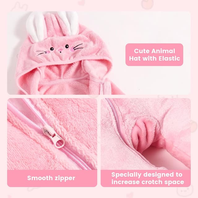 Thumbnail 3 de JiAmy tutina in pile con cappuccio e cerniera per neonati