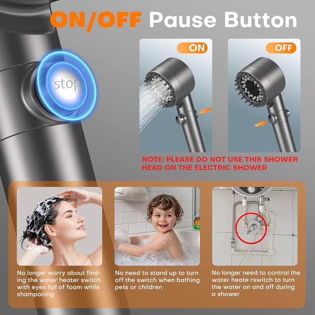 Detalle 2 de FEELSO Shower Head Filter with 15-Stage Filtration, Anti-clog Nozzles & 3+1 Spray Modes