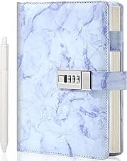 Detalle de CAGIE A5 Marble Diary with Lock 192 Pages 📒
