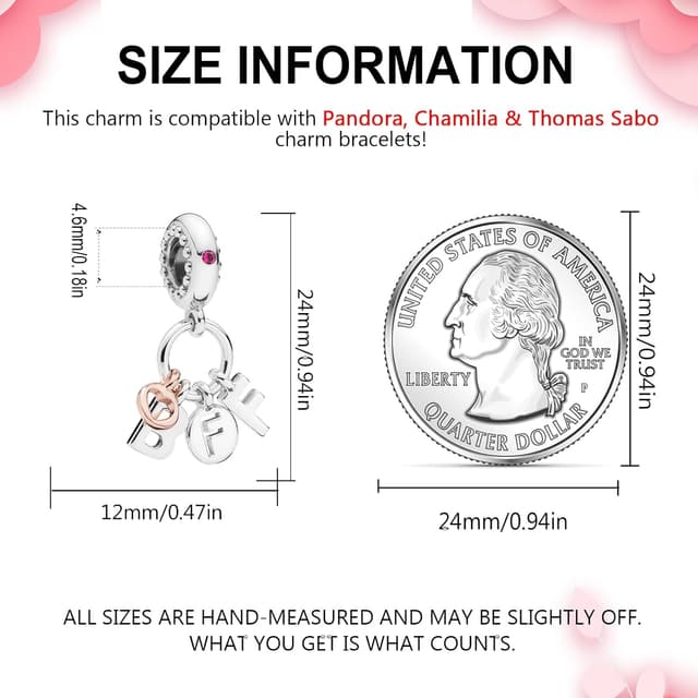 Detalle 2 de LMLMECREA Charms Anhänger aus 925 Sterling Silber (BFF) für europäische Armbänder