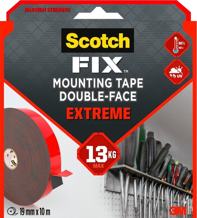 Detalle de Scotch-Fix Nastro Biadesivo Extreme 19 mm x 10 m: per fissaggi resistenti in interni ed esterni