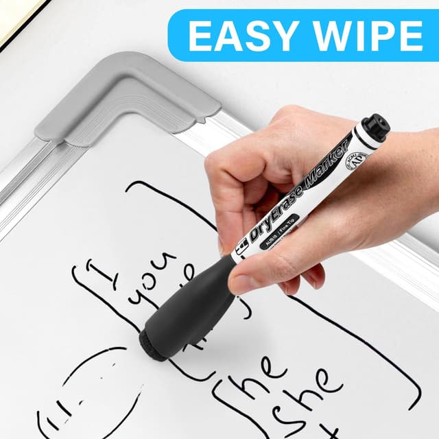 Detalle de Autoau set di 10 pennarelli lavagna cancellabili magnetici punta fine (nero)