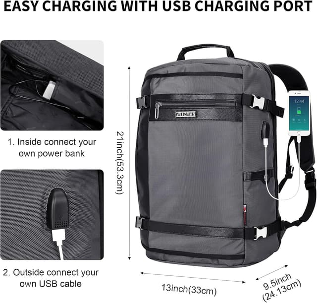 Thumbnail 6 de WITZMAN Sac à dos de voyage pour ordinateur portable 17" avec port USB (B686) gris argenté