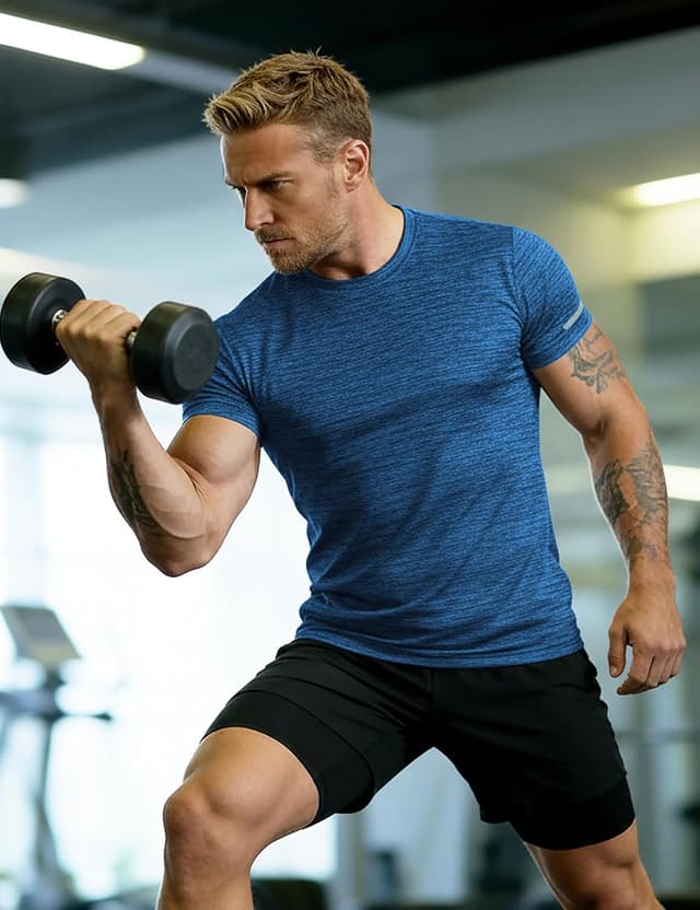 Detalle de MAGCOMSEN men’s quick-dry gym running T-shirt (lightweight, breathable)