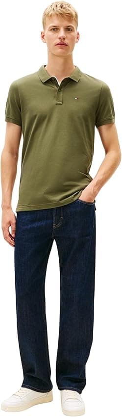 Detalle 2 de Tommy Jeans TJM Slim Placket Polo DM0DM20676 M verde oscuro