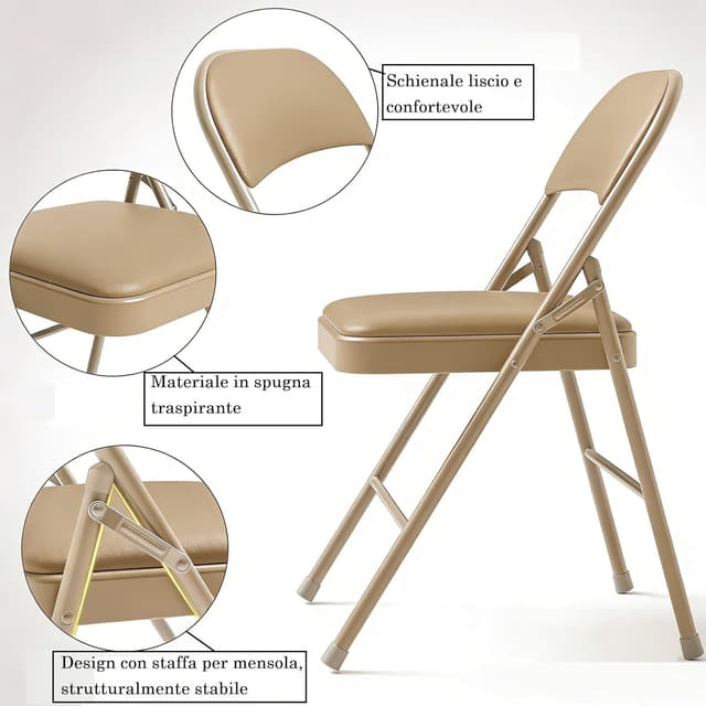 Detalle 1 de Asdsed Set di 6 sedie pieghevoli 160 kg