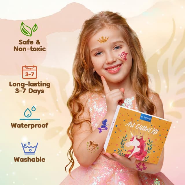 Thumbnail 1 de Bledras Glitzer Tattoo Set Kinder 178 Schablonen