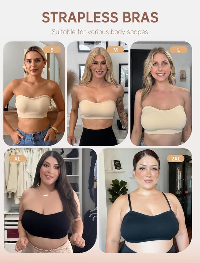 Thumbnail 6 de LetsJoli Push Up Strapless Bandeau Bra 2XL 🎀