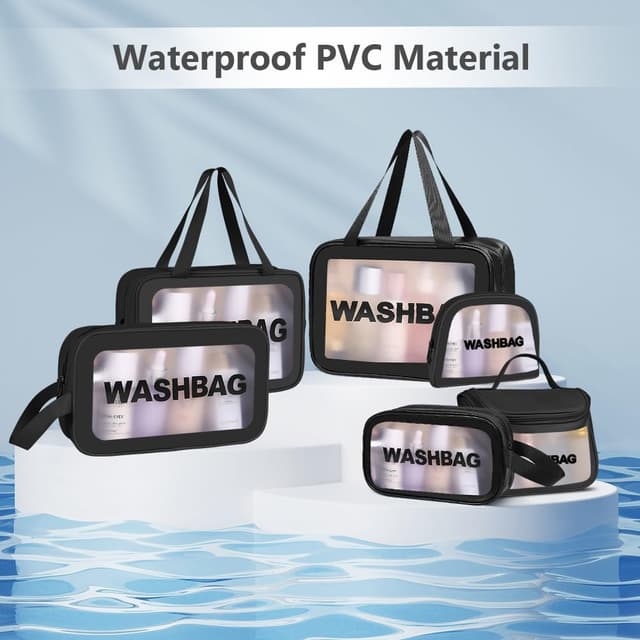 Detalle 1 de Borse da toilette trasparente 6 pezzi