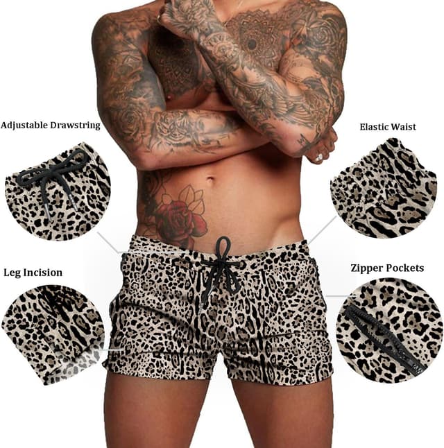 Detalle de COOFANDY Quick-Dry Men’s Swim Trunks with Mesh Lining, Zipper Pockets & Adjustable Waist