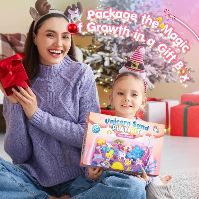 Thumbnail 6 de snookids Einhorn-Sandspielzeug-Set mit Himmelssand, 24 Formen & Aufbewahrungsbox (690 g)