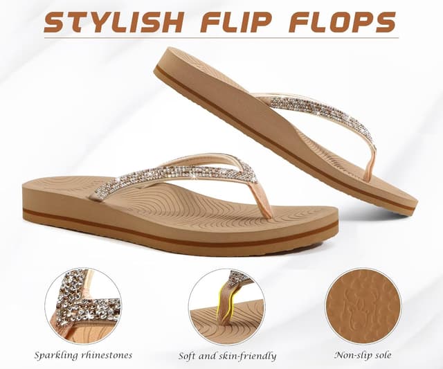 Thumbnail 3 de KuaiLu Women's Rhinestone Flip Flops 1️⃣0️⃣📿 👡