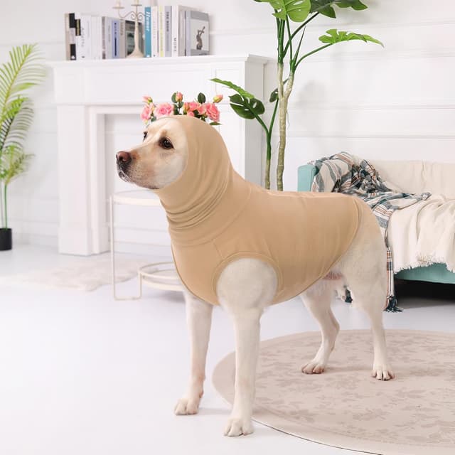 Detalle de CITÉTOILE Hundpullover Fleece mit Rollkragen, Khaki (S) – warme Winterkleidung für kleine Hunde