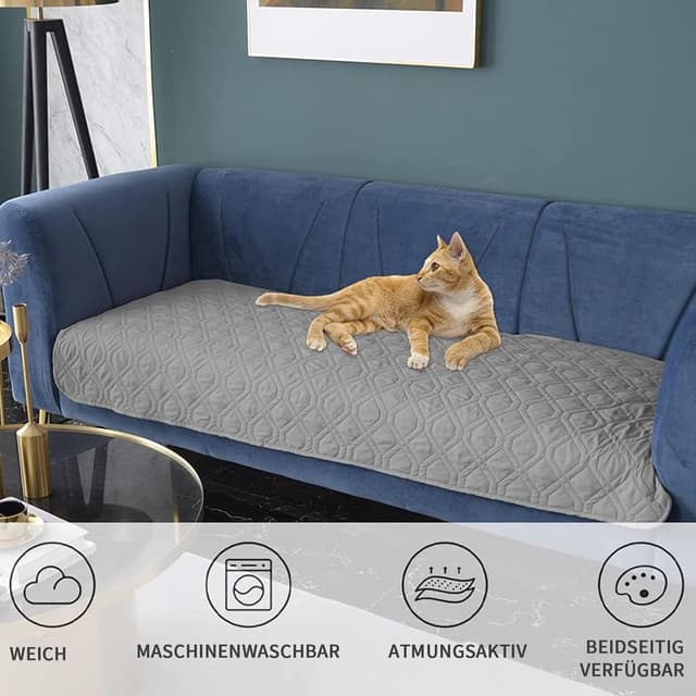Detalle de GYURO 100% wasserdichte Hundedecke beidseitig nutzbar – Schutz für Sofa, Bett und Auto (Grau, 97 × 190 cm)