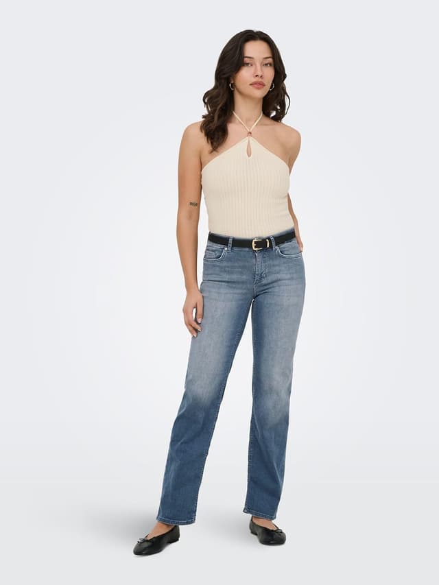 Detalle de ONLY Female Straight-Fit Jeans ONLBLUSH mit mittlerer Taille – gerade geschnitten