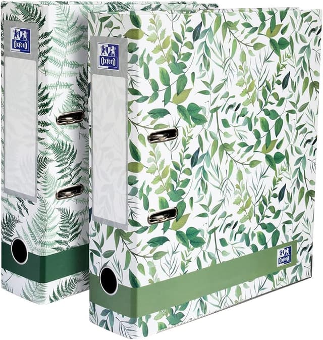 Detalle de Oxford A4 Lever Arch Files with Leaves Pattern – 2 Pack, 70mm Spine (holds up to 560 sheets)