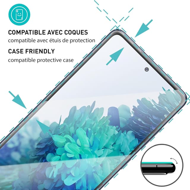 Detalle 2 de Smartect Verre Trempé pour Samsung Galaxy S20 FE (3 pièces) – Clear, dureté 9H, sans bulles