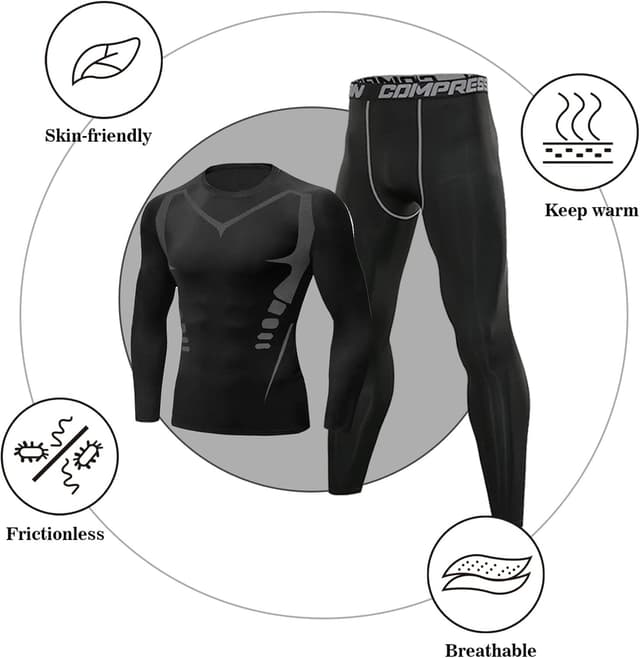 Detalle de Ensemble de sous-vêtements thermiques homme Terecey pour sport et quotidien, respirant à séchage rapide