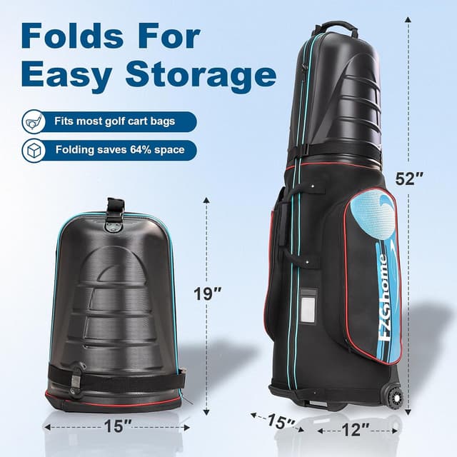 Thumbnail 6 de FZGhome Golf Travel Bag with Hard Shell Top, Wheels, and 1680D Oxford Exterior