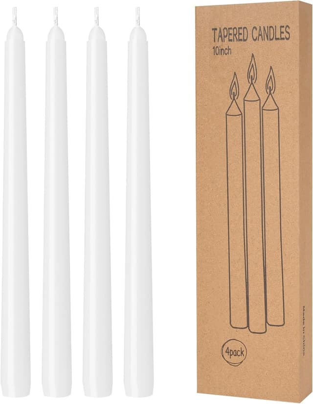Thumbnail 6 de 4 Pack Ivory Taper Candles (10 Inch) — Dripless, Smokeless & Unscented, 8-Hour Burn