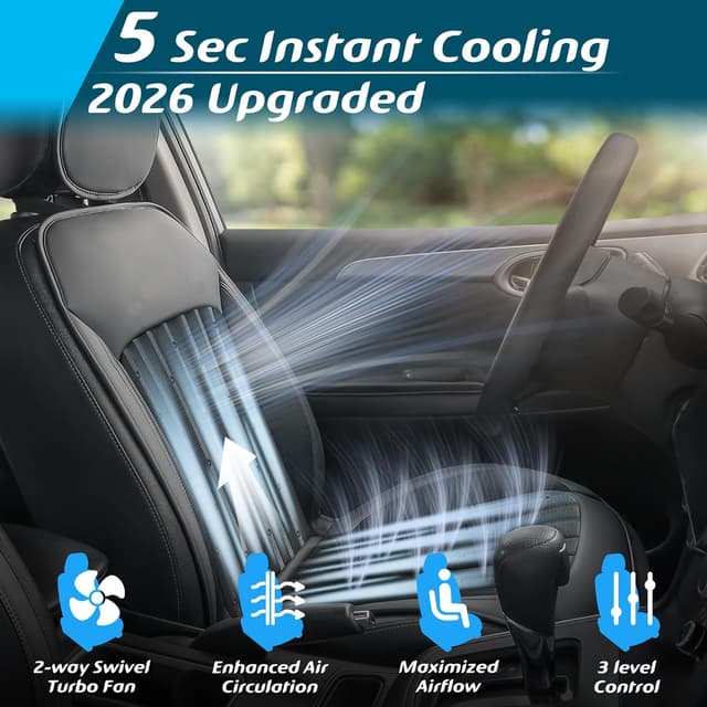 Detalle de Paffenery 2026 Upgraded Cooling Car Seat Cover (Front) with 8 Turbo Fans, 12V–24V
