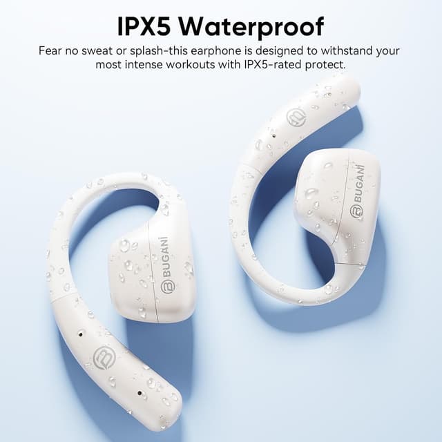 Detalle de BUGANI Open-Ear Bluetooth 5.4 Earbuds with 50H Playtime, IPX5 for Running & Workouts