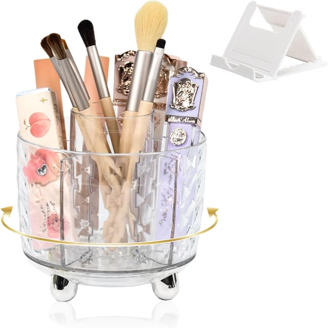 Detalle de Elezeal 360° Rotating Pen & Makeup Brush Holder with 6 Slots and Anti-slip Base