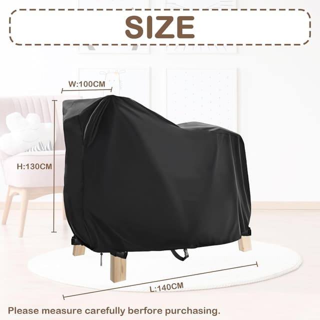 Detalle de Fenghome Abdeckung für Holzpferd (wasserdicht) 140x100x130 cm mit Tunnelzug und Schnallen, Oxford-Stoff Schwarz