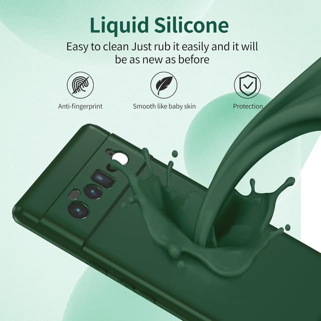 Detalle de Watana Soft-Touch Silicone Case for Google Pixel 6 Pro 5G (Green) — shockproof, dustproof full-body cover