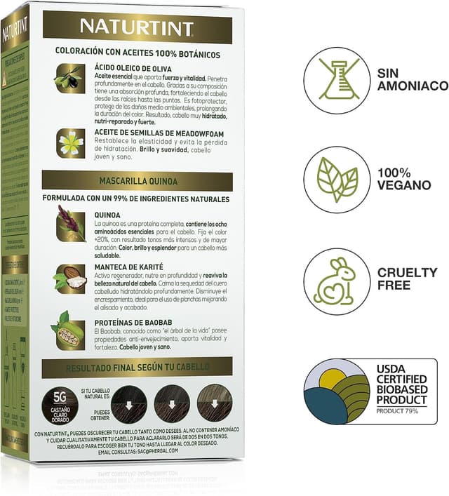 Thumbnail 4 de NATURTINT Biobased 5G Castaño Claro Dorado 🌿 Tinte Duradero