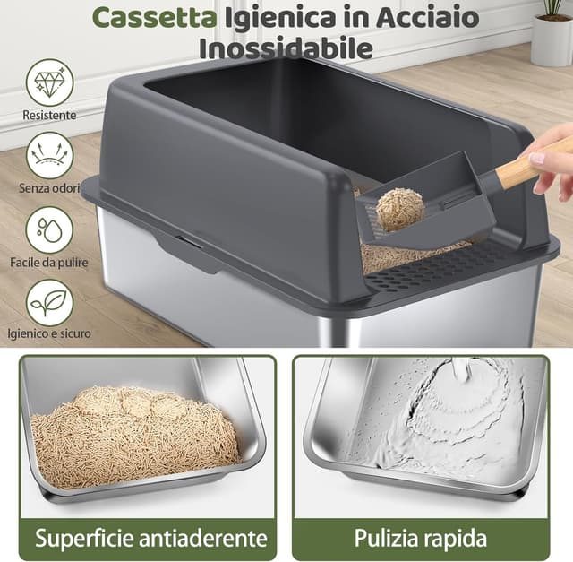 Thumbnail 3 de Gimars Lettiera acciaio inox 60x40 cm 🐾