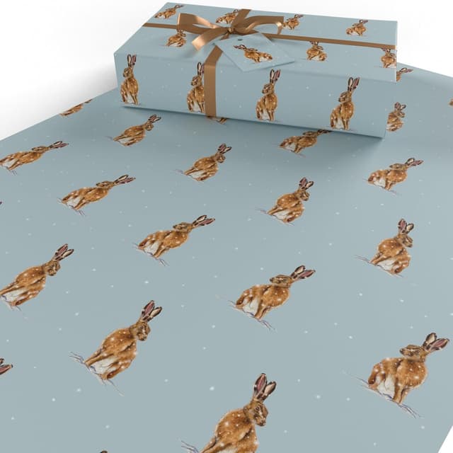 Thumbnail 2 de Re-wrapped Luxury ECO Gift Wrap 6 sheets — Winter Brown Hares