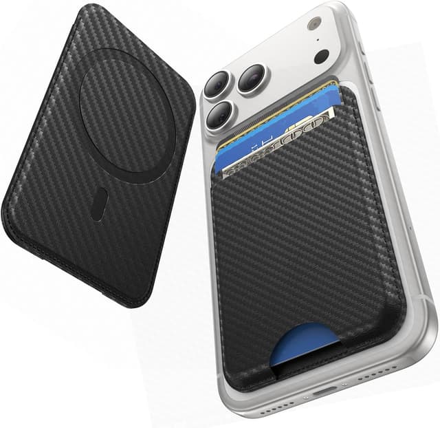 Detalle de Fanseesy MagSafe Wallet (Carbon Fibre) – Slim 5 Card Holder with Magnetic Closure