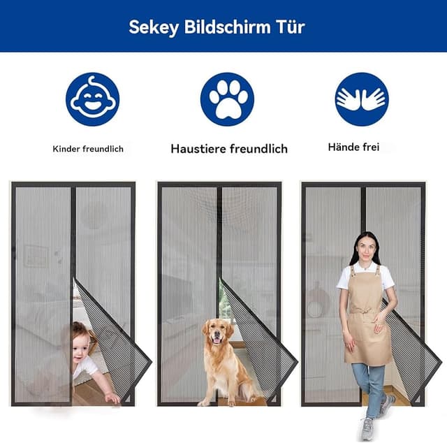 Thumbnail 3 de Sekey Mosquitera magnética para puerta 160 x 230 cm 🪟