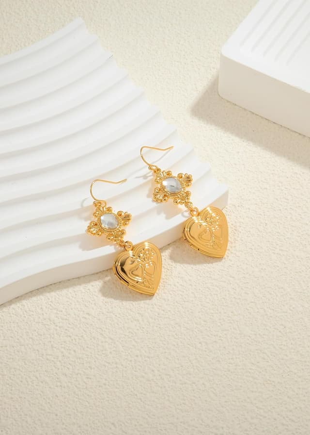 Thumbnail 6 de LILIE&WHITE Damen-Hängeohrringe im Herz-Design (Gold/Silber), hypoallergen & anlaufsicher